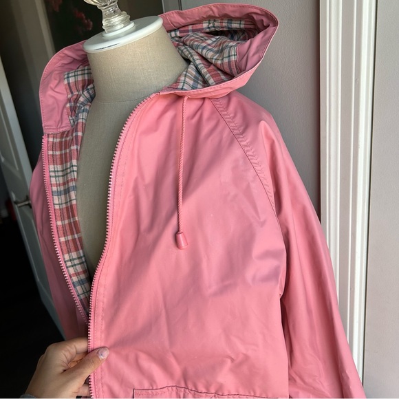 Vintage Pink Misty Harbor Rain Jacket S Coastal Prep Plaid Lined - Picture 6 of 7